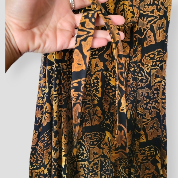 VINTAGE JAVA LAVA Tribal Tropical Floral Sun Dress Black & Brown - Picture 8 of 13
